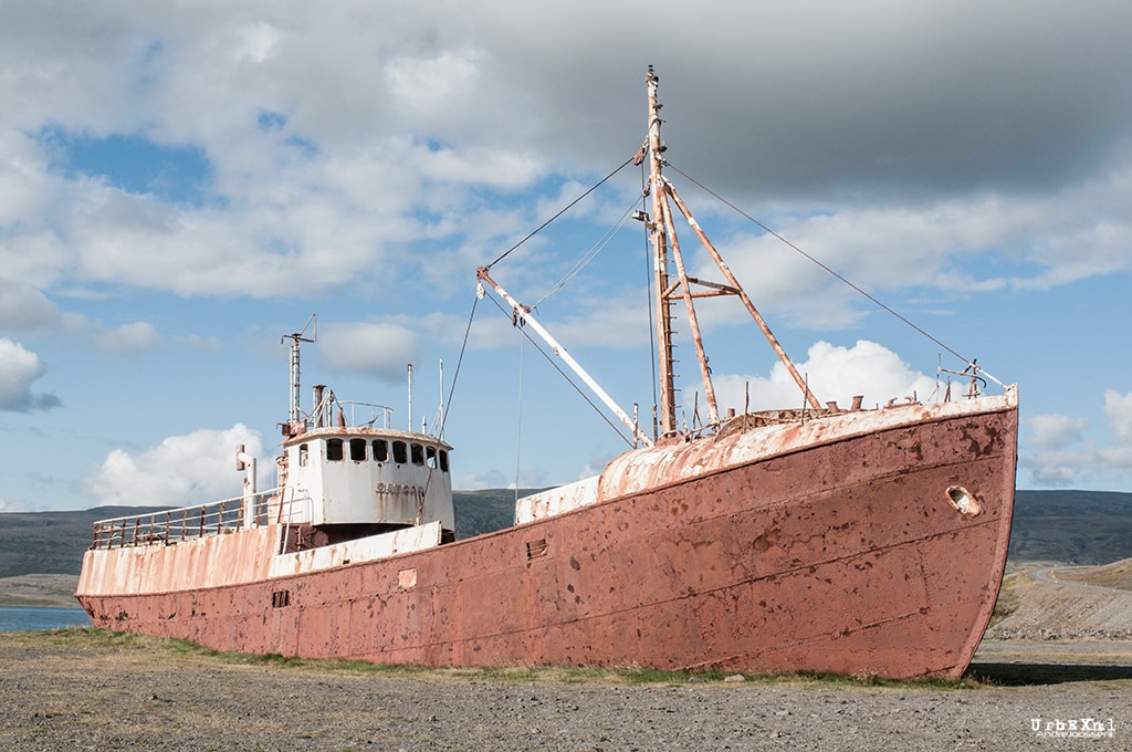 Garoar BA 64 shipwreck, Patreksfjoerour, Vestfiroir, Iceland Stock Photo -  Alamy